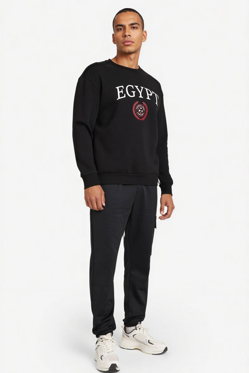 DeFacto Black Man Boxy Fit Egypt Printed Sweatshirt Casual - Image 2